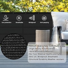 SUNLAX 3.3’x19.7′ Black Balcony Privacy Screen Fence Windscreen Cover Fabric …
