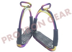 RAINBOW OFFSET HORSE FLEXIBLE SAFETY STIRRUPS (4.75’’) RIDING BENDY IRON STEEL
