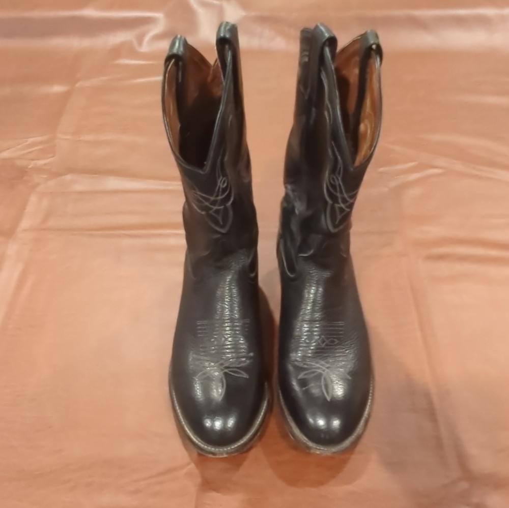 Tony Lama Western Cowboy Boots Black Leather CT456 Men’s Size 7.5D Discontinued