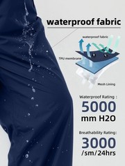 Eigioo Mens Packable Rain Pants Waterproof Windproof Outdoor Rain Overpants For