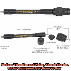 Archery Bow Stabilizer 6″-15″ Carbon Fiber, Flexible Core, Damping System & Weig