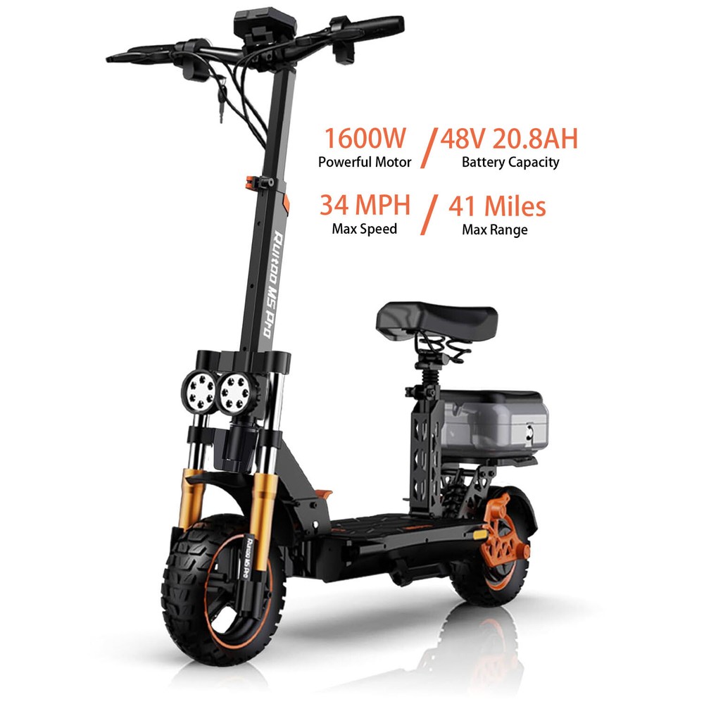 Ruitoo 1600W Electric Scooter Adult with Seat Folding E-Scooter 34MPH 48V 20.8AH