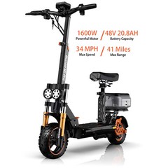 Ruitoo 1600W Electric Scooter Adult with Seat Folding E-Scooter 34MPH 48V 20.8AH