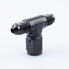 -3 AN Male Flare Tee Fitting Adapter with AN3 Female Swivel On Side 3AN Black
