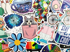 100 Cool Mixed Colors Sticker Lot Fun Pack Skateboard Laptop Car Decals
