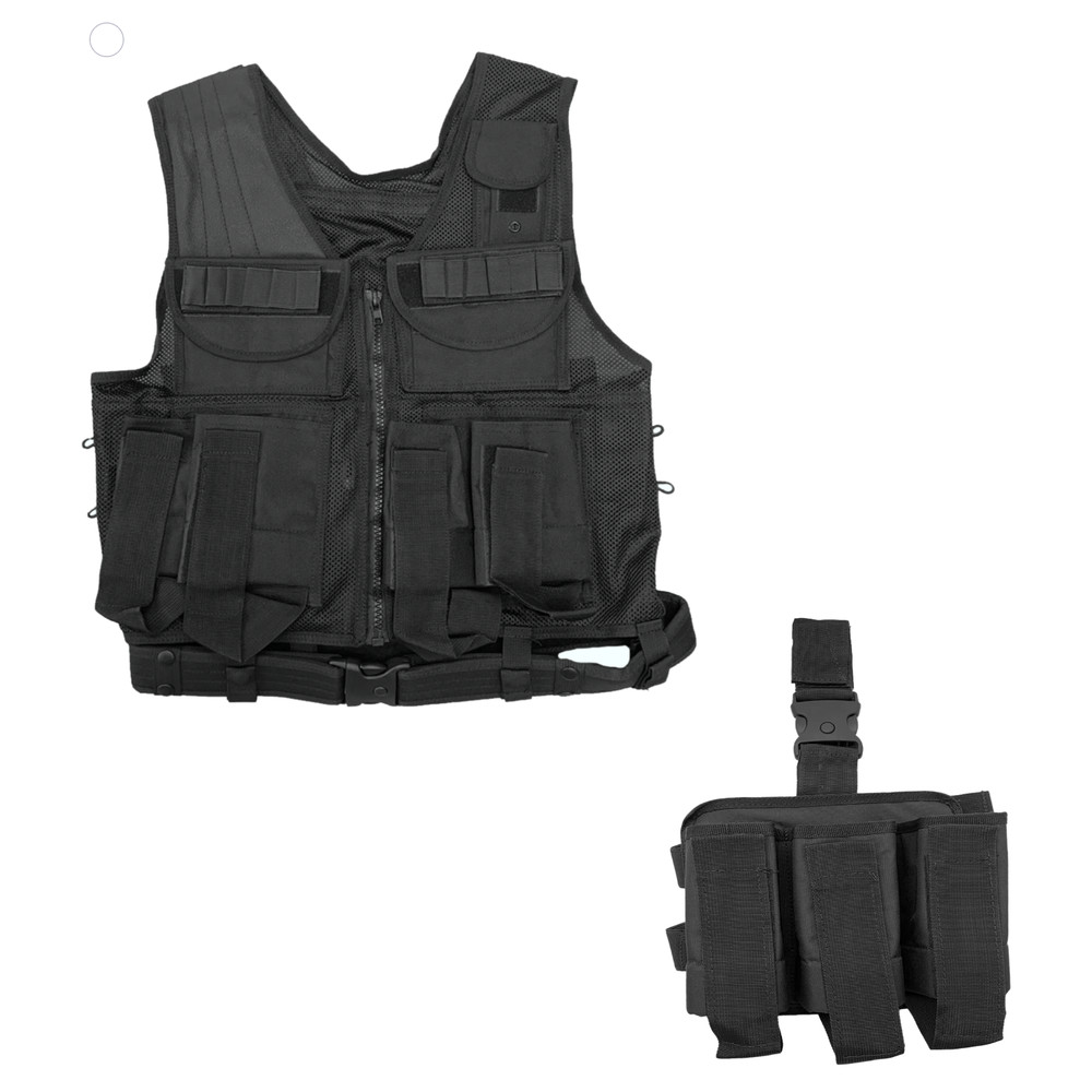 Shooters Gate Paintball Vest & Drop Leg Carrier Set – Black