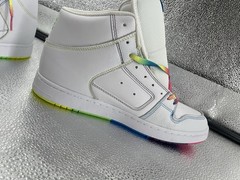 DC Unisex woman’s White Multicolor High Top Sneakers Rainbow Laces Size 10