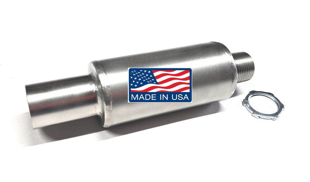 304 Stainless Steel Heavy Duty Muffler 3/4″ NPT – For 6-12 HP Small Engines 1.25