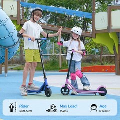 Kids Electric Scooter 150W Age 6-14 Kick E-Scooter Adjustable Height 3 Speed LED