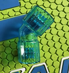 UNIVERSAL PAINTBALL 45* ELBOW FOR PAINTBALL LOADER HOPPER – CLEAR TEAL – NOS