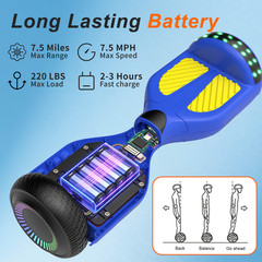 Commugo Hoverboard Electric Bluetooth Speaker LED Self-Balancing Scooter UL 2272