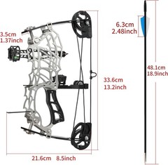 Archery 13″ Mini Compound Arrow Bow Set Short Axis 15-32lb Outdoor Hunting RH/LH