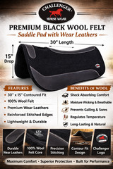 Horse Western Wool Felt Contoured Close Contact Barrel Saddle Pad Purple 39121