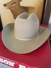 4X Stetson Cowboy Beige-Tan Feather Hatband Size 6 3/4