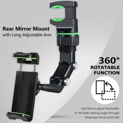 Rearview Mirror Phone Holder 360° Rotatable Retractable Car Mount