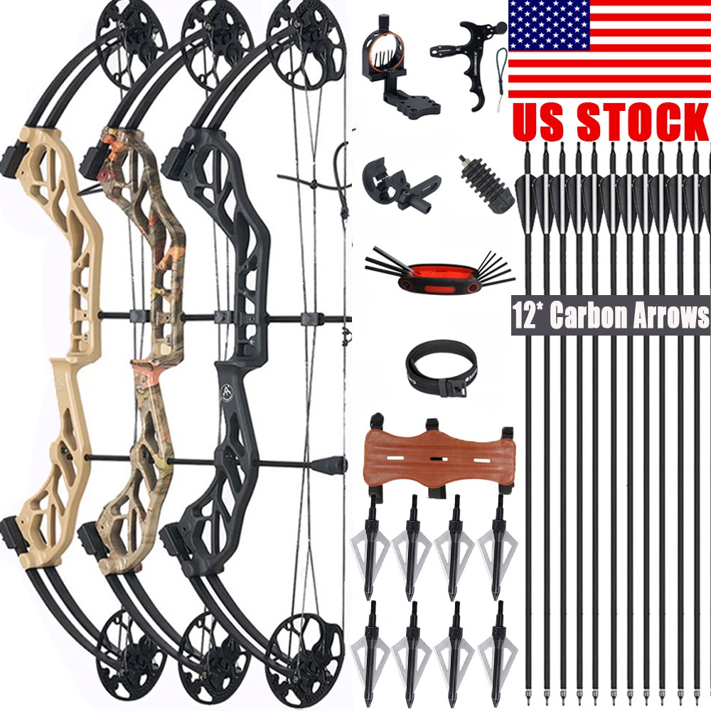 320FPS Compound Bow 19-70lbs Adjustable Arrows Set Outdoor Archery Hunting RH/LH