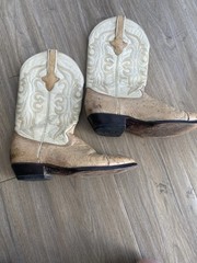 Pistolero Beige Ostrich Leather Western Cowboy Boots Men’s 8.5D