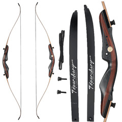 62» 25-50lbs Takedown Recurve Bow Archery Target Hunting Shoot Wooden Riser Bow