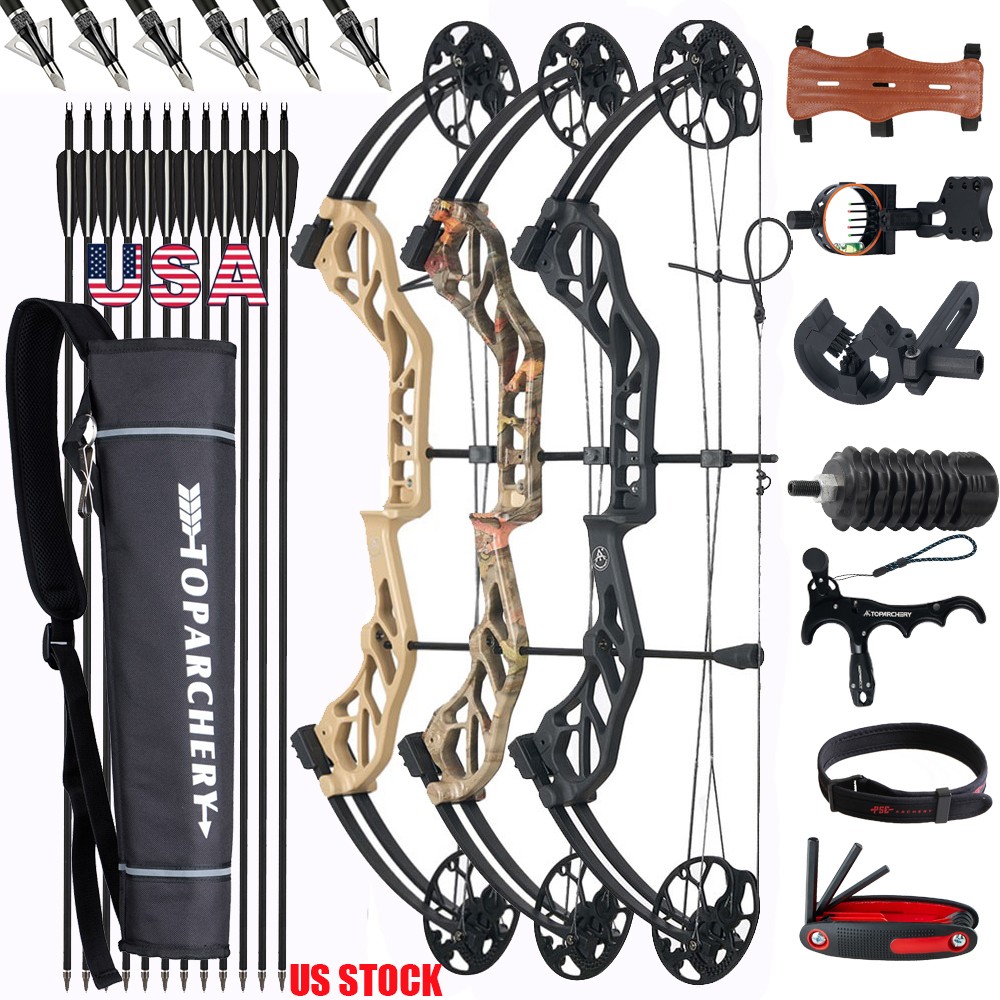 Archery Compound Bow Set Right Hand 19-70LB Adjustable 320 FPS Hunting Arrows