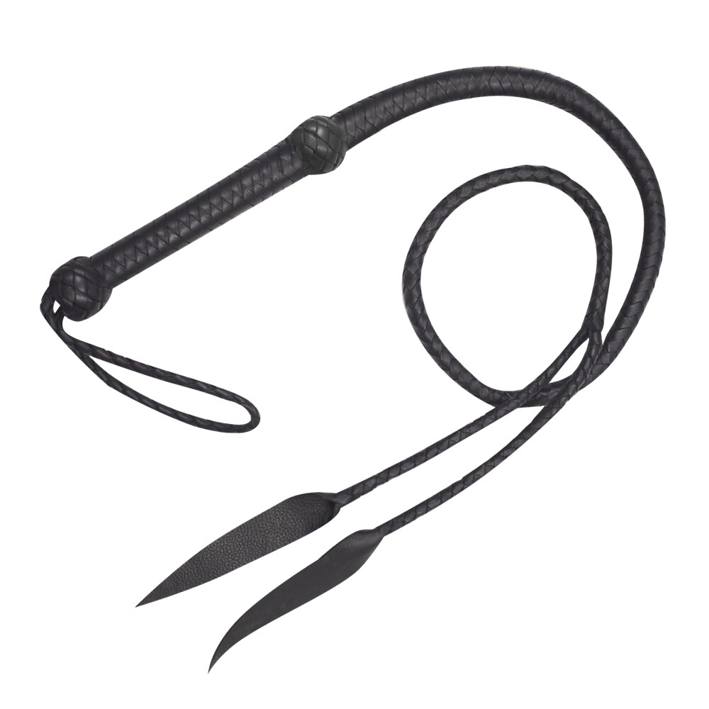 04 Feet Long 12 Plait Real Leather Weaving Bull Whip Black