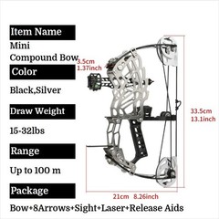 13″ Mini Compound Bow Arrow Kit Short Axis Bow Hunting Shoot RH/LH 15-32lbs