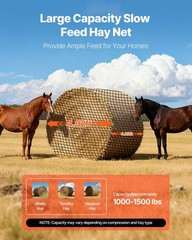 PE Round Bale Hay Net 4.92′ Cube, 1.65″ Mesh, Knotless, Includes Repair Twine