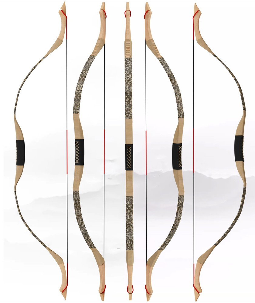 25-55lbs Traditional Recurve Bow Mongolian Archery Longbow Hunting Target RH LH
