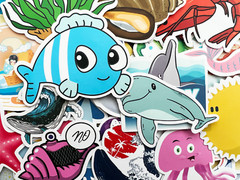 100 Cartoon Kids Ocean Marine Life Stickers Aquatic Journal Skin Lot Bulk Decals