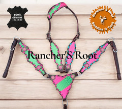 Western Tack Set Horse | Pink With Green Gator Tack Set