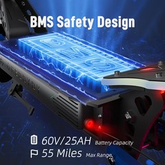 Dual Motor 5000W Electric Scooter 50MPH 55Mi Off-Road NFC Start APP Control 25AH
