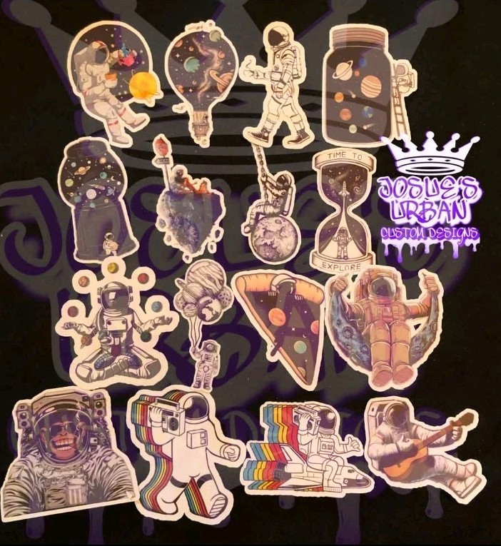 16pcs Space Astronaut Stickers Glossy Stickers