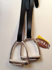 Pair Of BLACK English Adult Stirrup Leathers & 4 3/4″ Irons Stirrups Pads Saddle