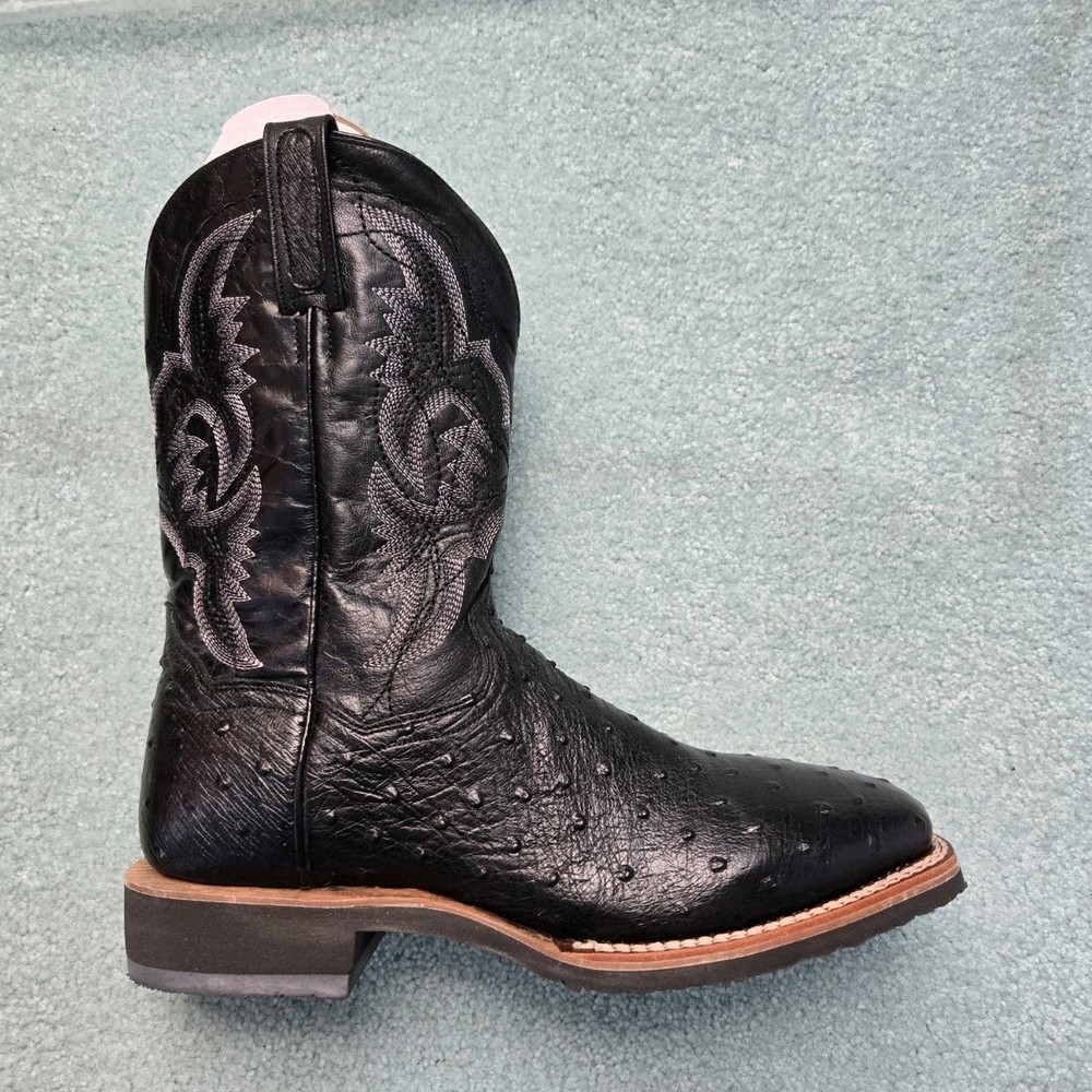 Dan Post DPP5710 Black Hand Quill Ostrich Western Boots Men’s Size 11.5