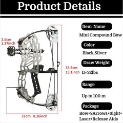 13″ Mini 15-32lb Compound Bow Arrows Set Archery Bow Shooting Fish Hunting RH LH