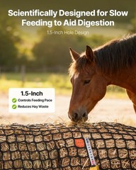PE Round Hay Net – 4.92ft, 1.5″ Mesh, Knotless Design, Slow Feeding for Horses