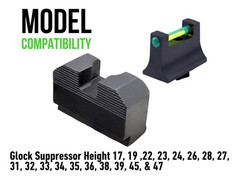 XS Sights Fiber Optic Sights Compatible with Glock 17,19,22-24,26,27,31-36,38…