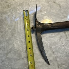 Antique Ice Axe 32.5” Long 9.5” Head Appears unknown wood Shaft, From Japan