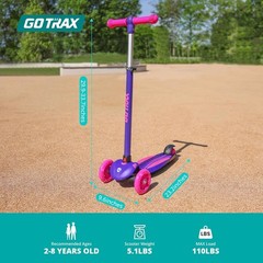 Kids Kick Scooter with LED Lighted Wheels Adjustable Height Handlebar & Widen…