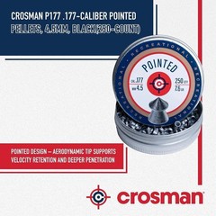 Crosman P177 .177-Caliber Pointed Pellets, 4.5mm, Black(250-Count)