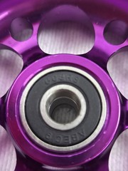 YAK Fleur Purple/White 110mm Scooter Wheels Full Metal Core 608RS ABEC 9 Bearing