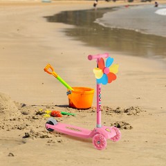 Scooter for Kids 3 Light Up Wheels Kids Kick Scooter Adjustable Foldable Pink