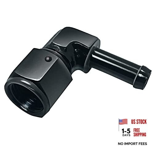 6AN Female to 5/16 Barb 90 Degree Elbow Swivel 6AN to 5/16 Black-90 Deg