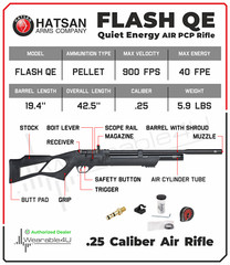 Hatsan Flash QE QuietEnergy .25 Caliber PCP Bolt Action Air Rifle HGFlash-25QE