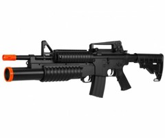 Double Eagle M813 AEG Airsoft Rifle w/ Under Barrel Spring Tri-Shot Launcher