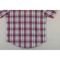 Wrangler Mens Short Sleeve Plaid Snap Button Western Shirt Red Blue