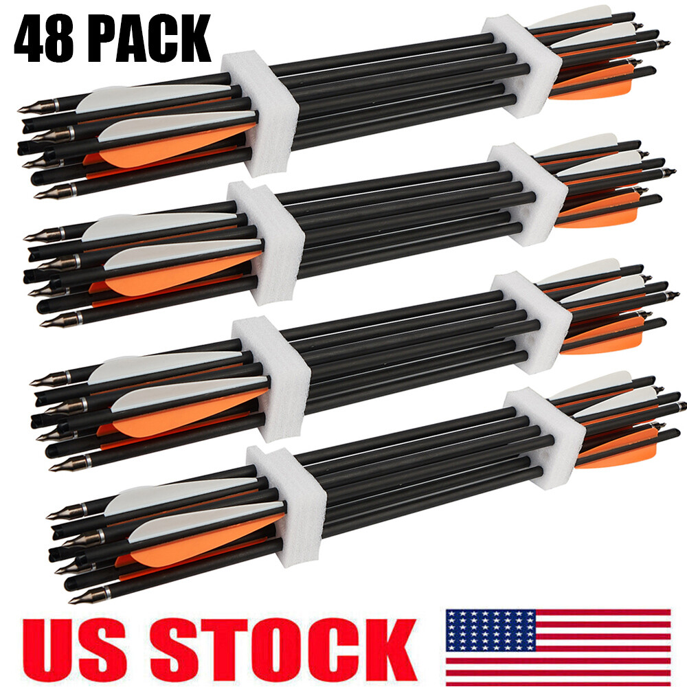 Archery 20″ Carbon Crossbow Arrows Crossbow Bolts 4″ Vane OD 8.8 Hunting-48 PACK