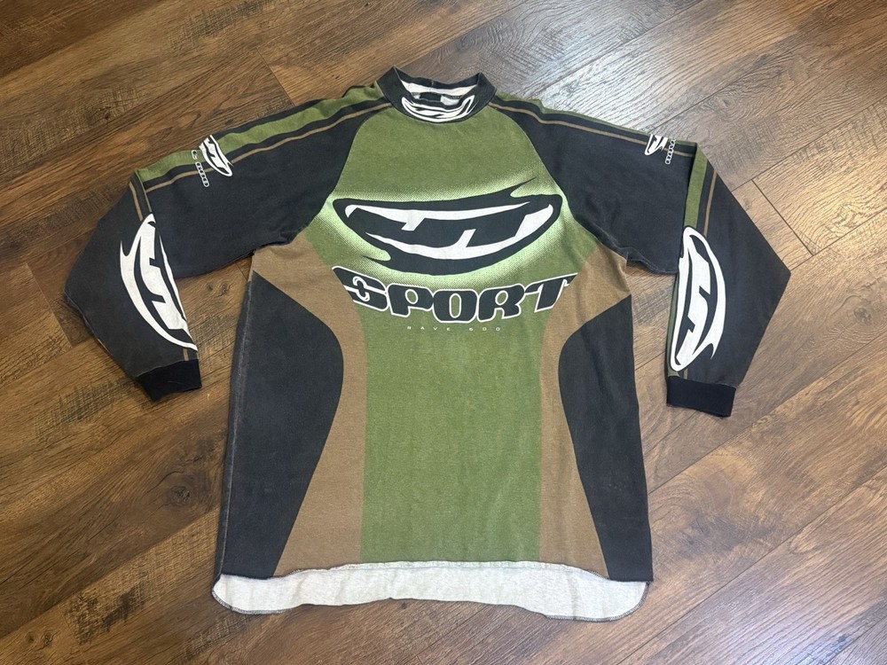 Vintage JT Sport Racing RAVE 600 Jersey – Green Gray SIZE LARGE
