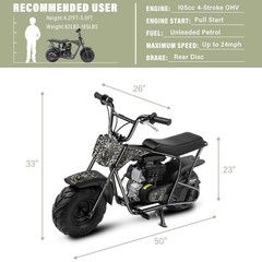 Oryxearth 105CC Mini Dirt Bike, Adult 4-Stroke Gas Powered Off Road Trail, Camo