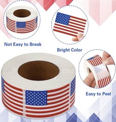 10Pcs American Flag USA Patriotic Adhesive Label 2 x 1.25 Inch Stickers Decal