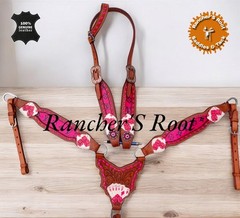 Western Tack Set Horse | Pink Color With Card Tooling Tack Set